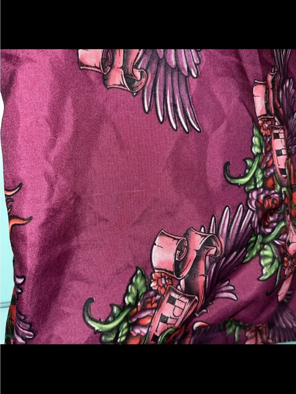 RARE 90s PLAYBOY BED FLAT SHEET FULL SIZE PURPLE WINGED HEARTS FLAMES 2 CASES